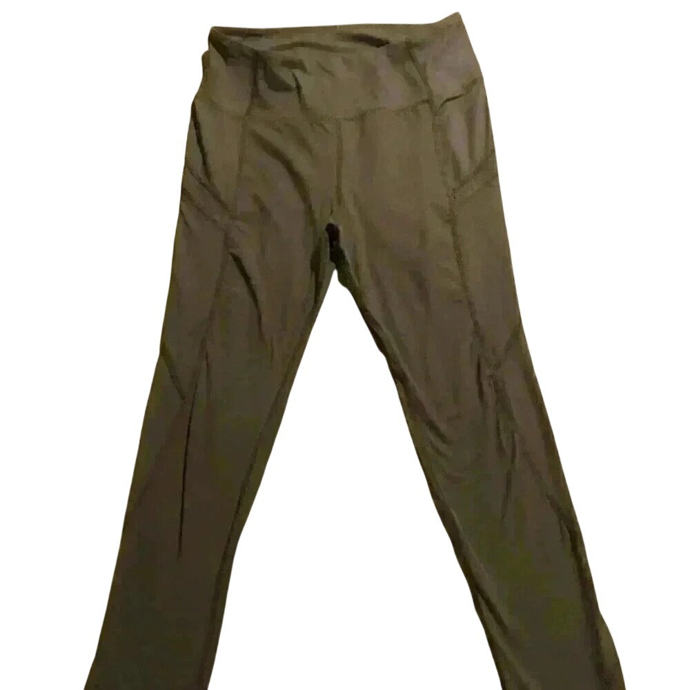 Talulah Womens High Waisted Activewear Leggings with Pockets Olive Green Size M‎